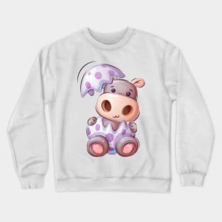 Hippopotamus hatching Hippo funny concept art cartoon Crewneck Sweatshirt